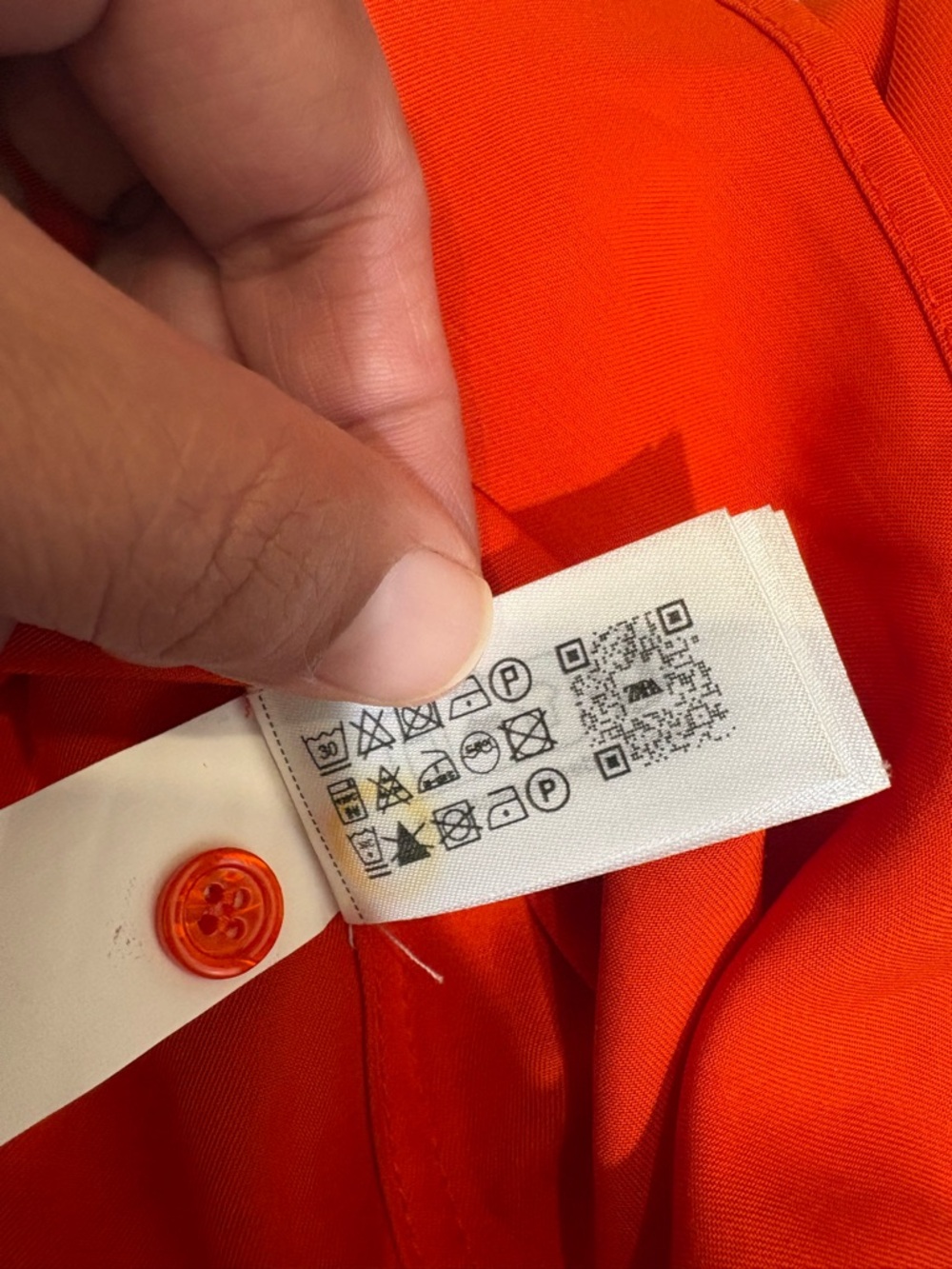 Zara Bold Red-Orange Long Sleeve Button Shirt - Picture 10 of 10